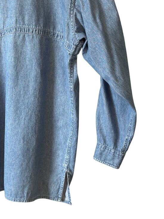 Vintage Cherokee Womens M Denim Button-Up Shirt Long Sleeve Tunic  Blue - Picture 10 of 16